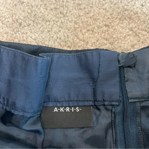 Akris navy blue Mesh-Patchwork Wrap midi Skirt Sz 8